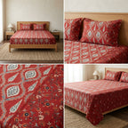 Kolkatta Premium King Size Bedsheet – Dual Motif Prints (108 x 108 inches)