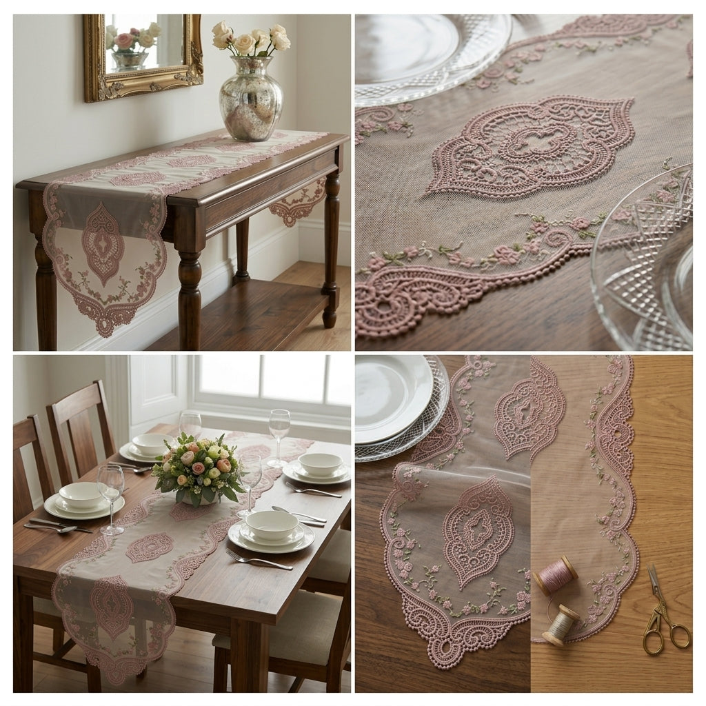 Elegant Turkish&nbsp;Embroidered Table Runner (70 x 16 Inches)