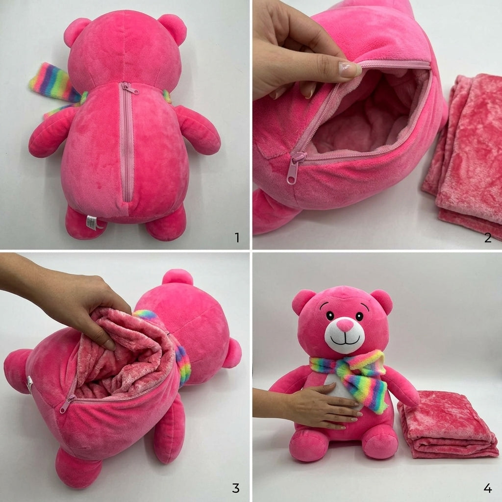 🧸 Teddy Blanket Plush Toy – 2 in 1 Soft Toy with Hidden Blanket ✨