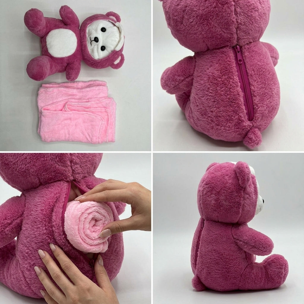 🧸 Teddy Blanket Plush Toy – 2 in 1 Soft Toy with Hidden Blanket ✨