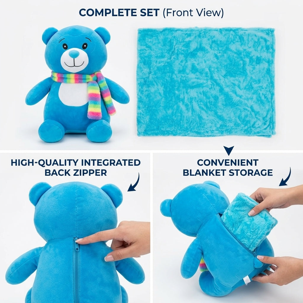 🧸 Teddy Blanket Plush Toy – 2 in 1 Soft Toy with Hidden Blanket ✨
