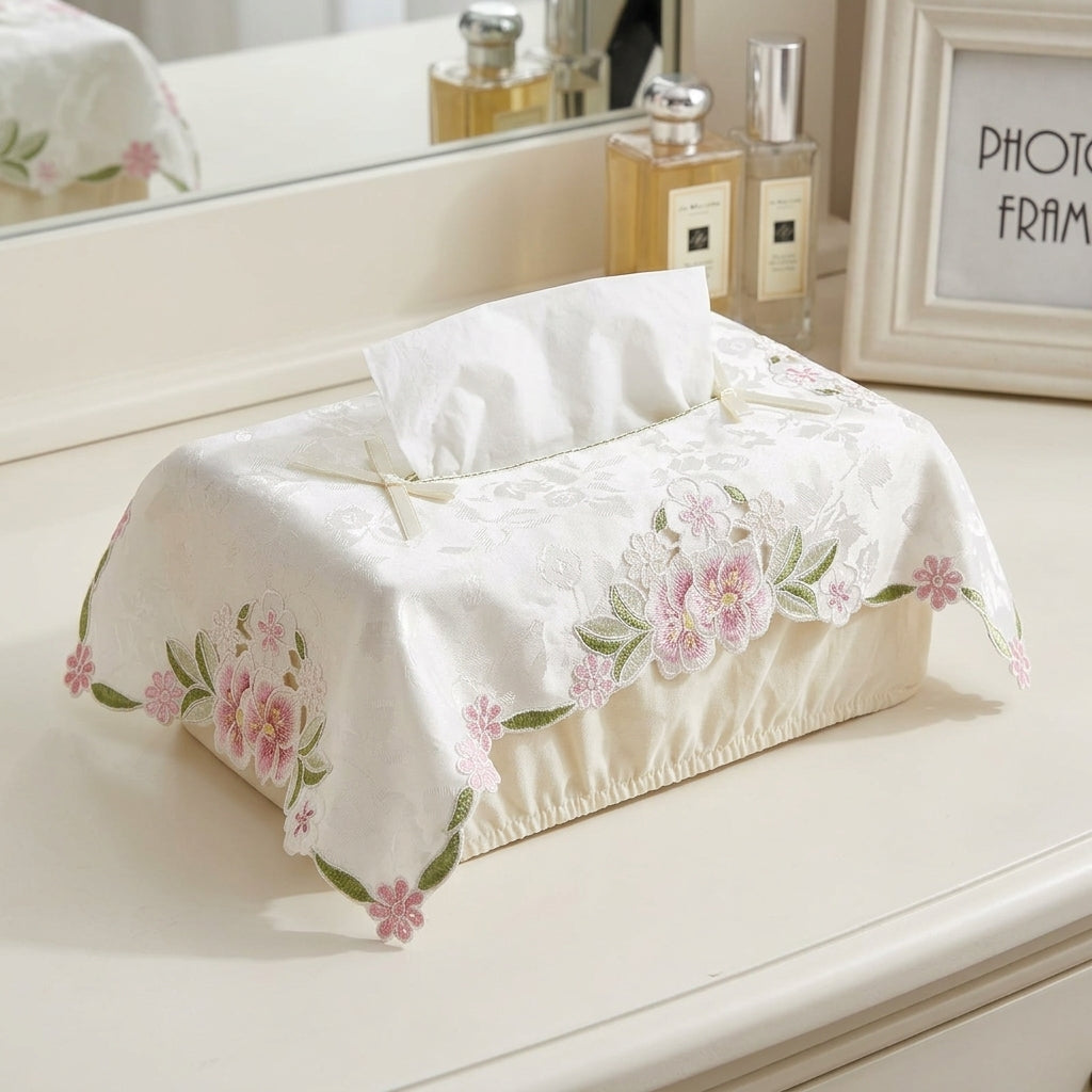 Elegant Embroidered Tissue Box Cover