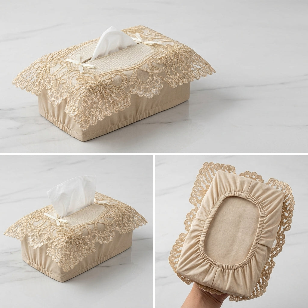 Elegant Embroidered Tissue Box Cover