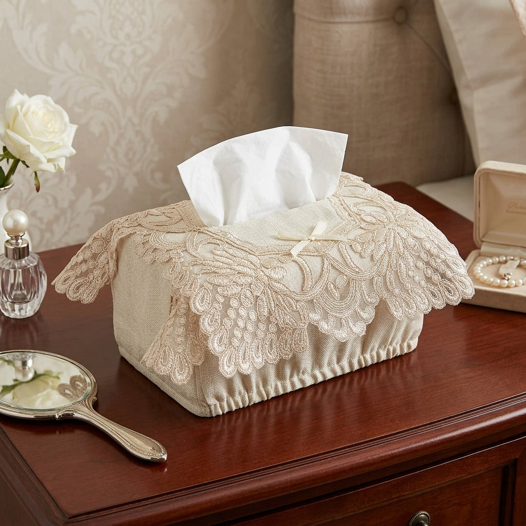 Elegant Embroidered Tissue Box Cover