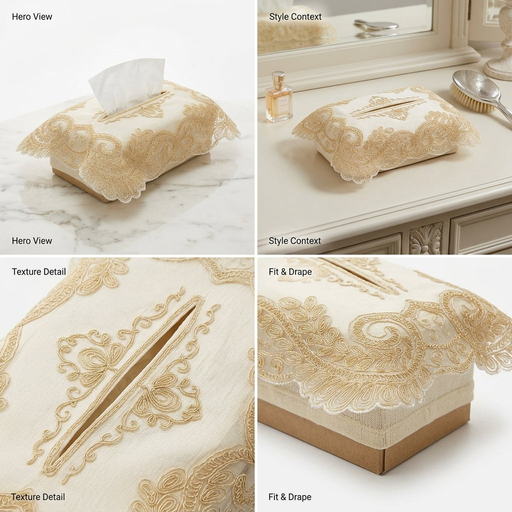 Elegant Embroidered Tissue Box Cover