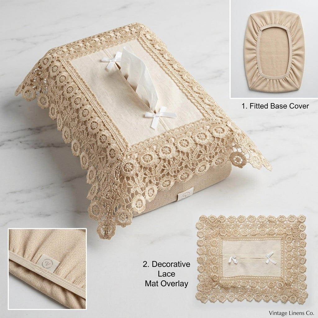 Elegant Embroidered Tissue Box Cover