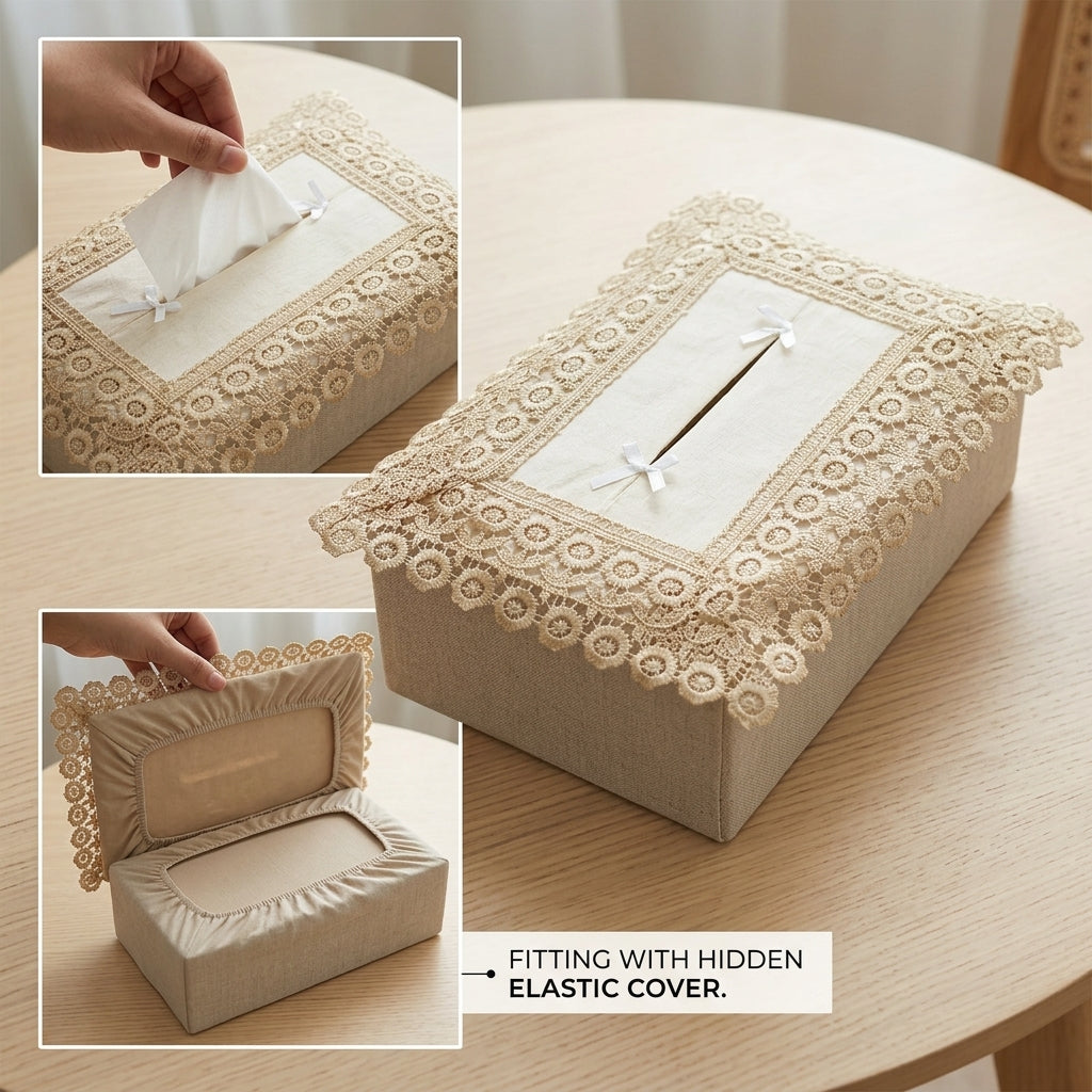 Elegant Embroidered Tissue Box Cover
