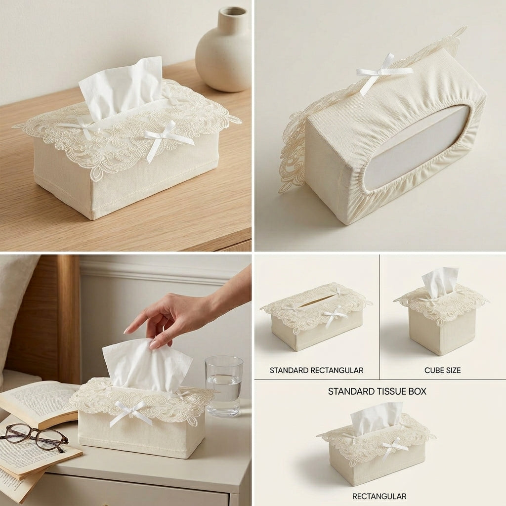 Elegant Embroidered Tissue Box Cover