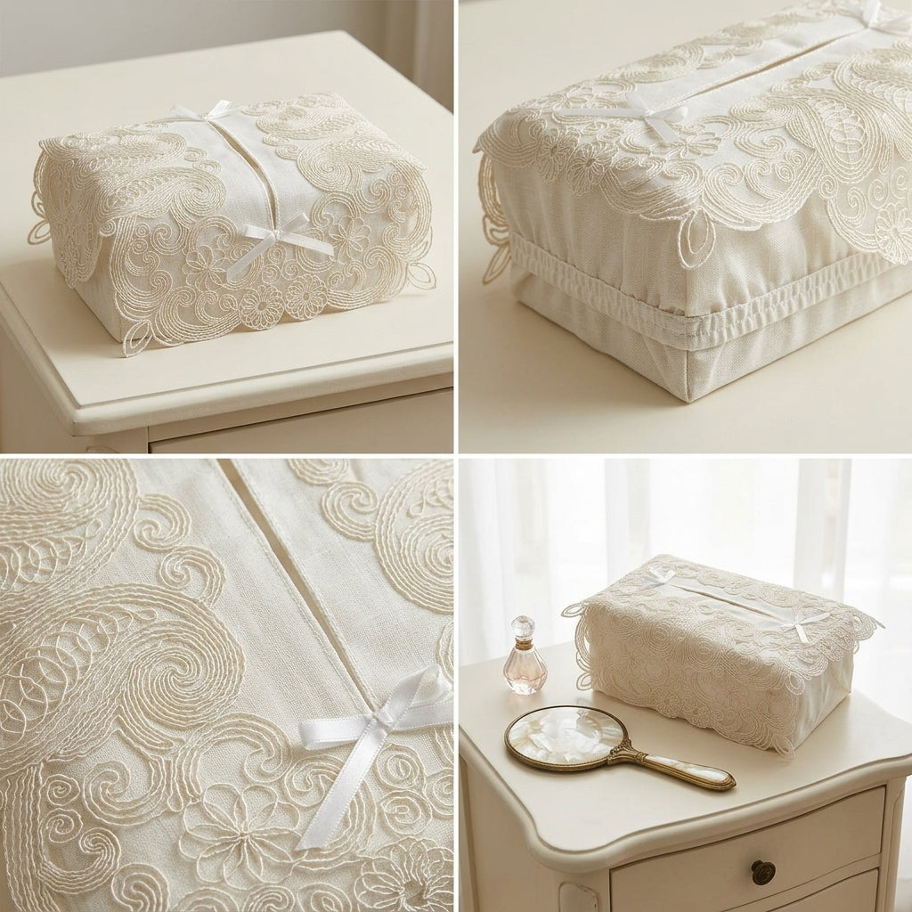 Elegant Embroidered Tissue Box Cover