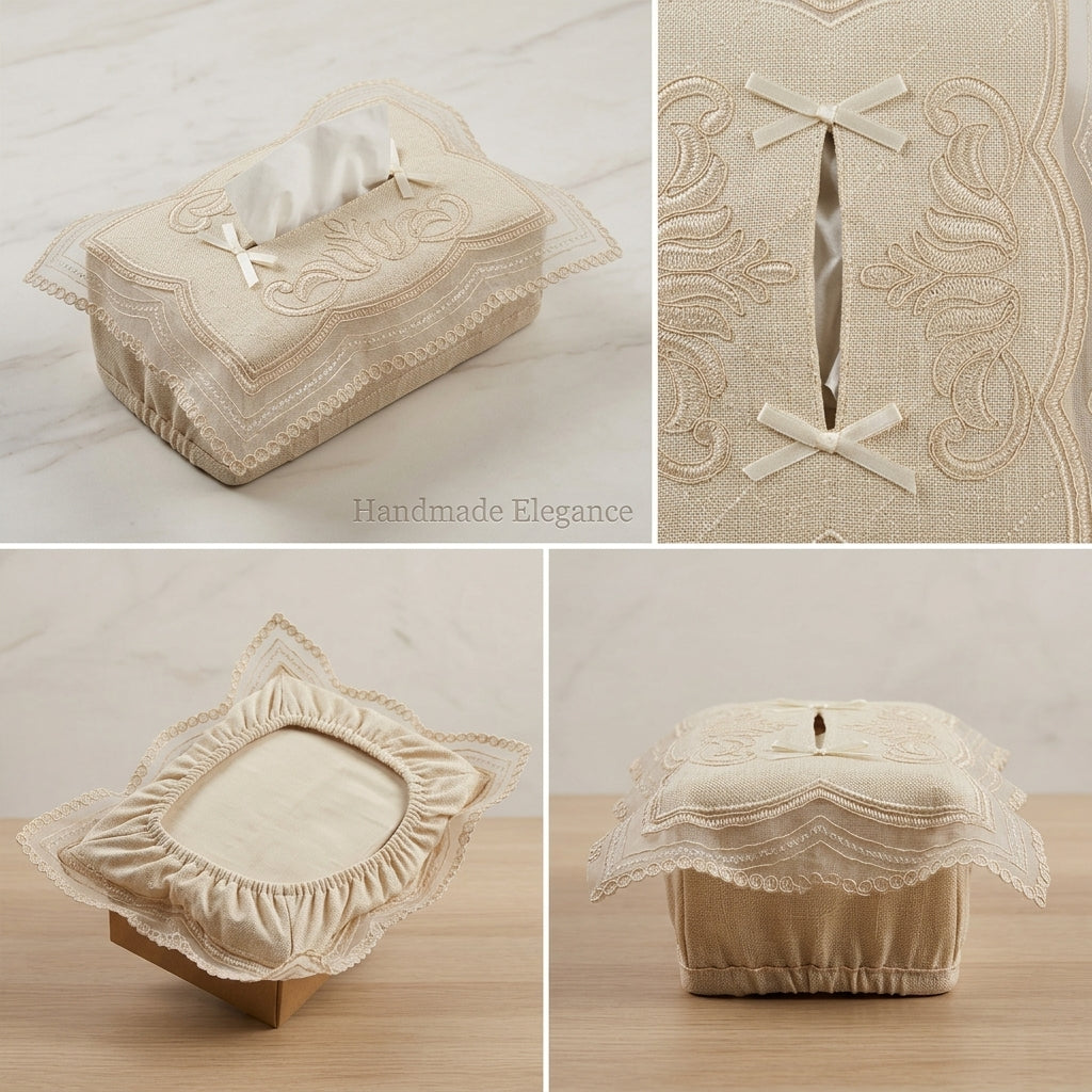 Elegant Embroidered Tissue Box Cover