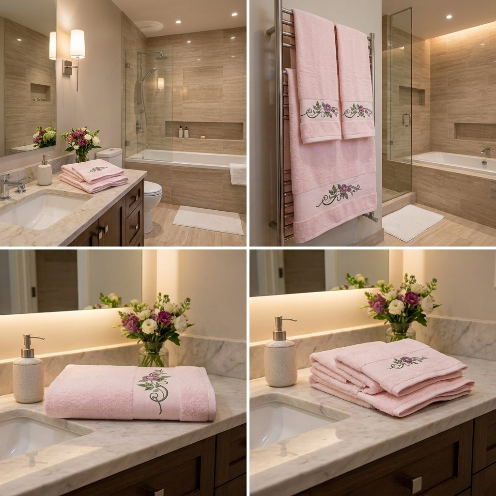 Embroidered Towel Set – 4 Piece Collection