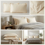 Cream Plain Cotton Pillow Cover – King Size (20 × 36 Inch) Set OF 2