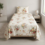 Printed Single Bedsheet Set – 2 Pcs (1 Bedsheet + 1 Pillow Cover) 100 % Pure Cotton