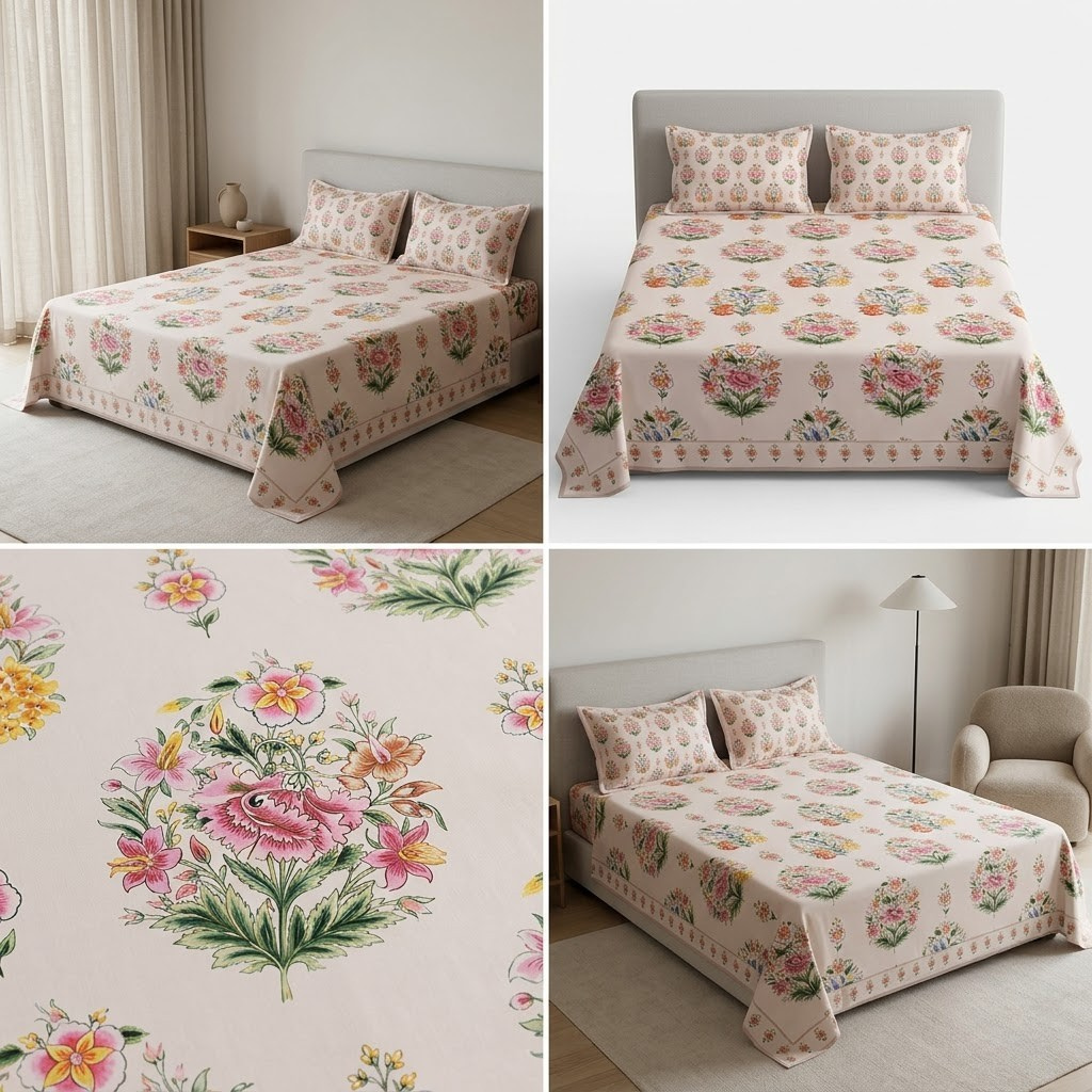 Designer Prints King Size Bedsheet | Micro Soft Cotton Size 108 By 108 Inch | Product Code :- 55B75RKEH