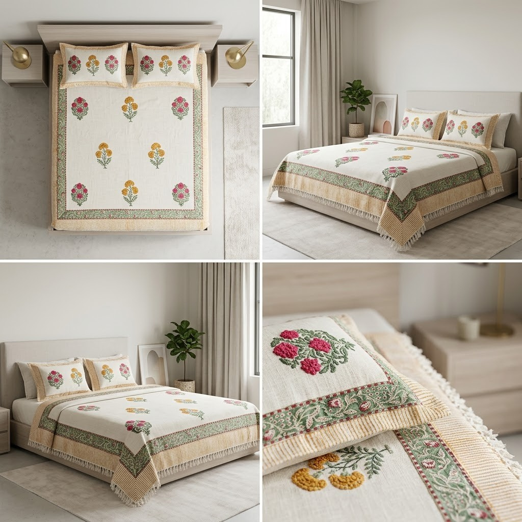Zariya Heritage Khadi Bedcover – 100 × 108 Inches
