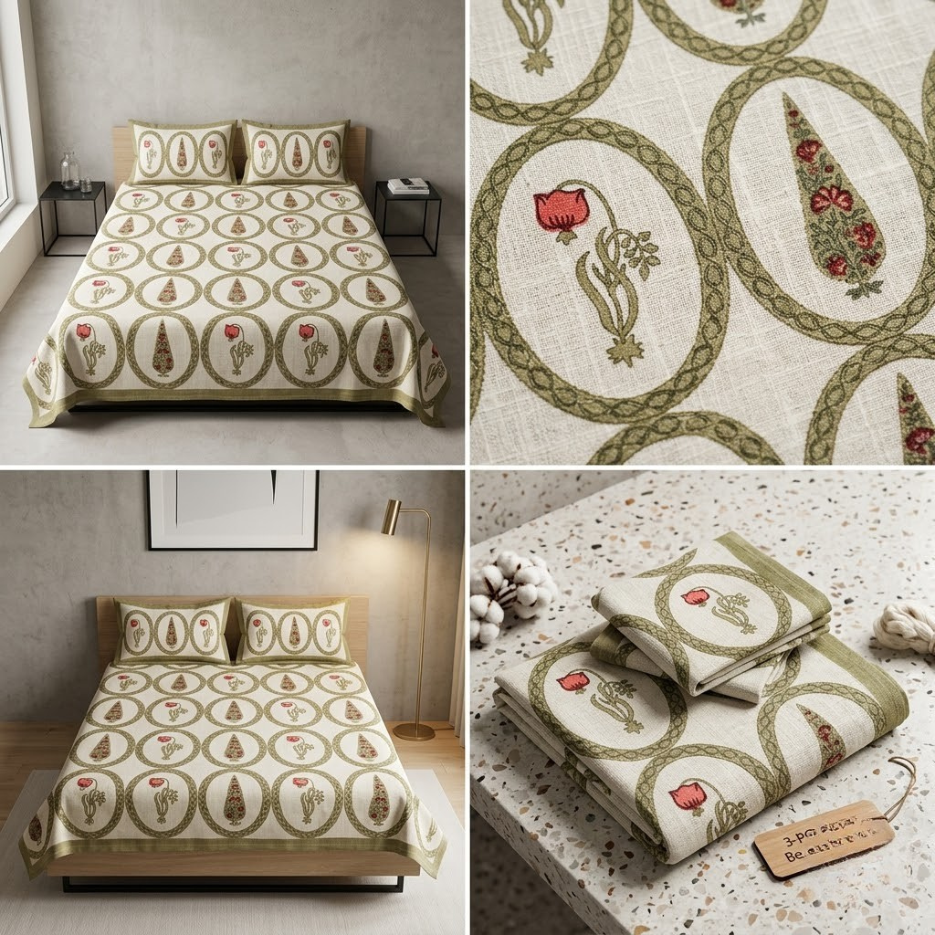 Zariya Heritage Khadi Bedcover – 100 × 108 Inches