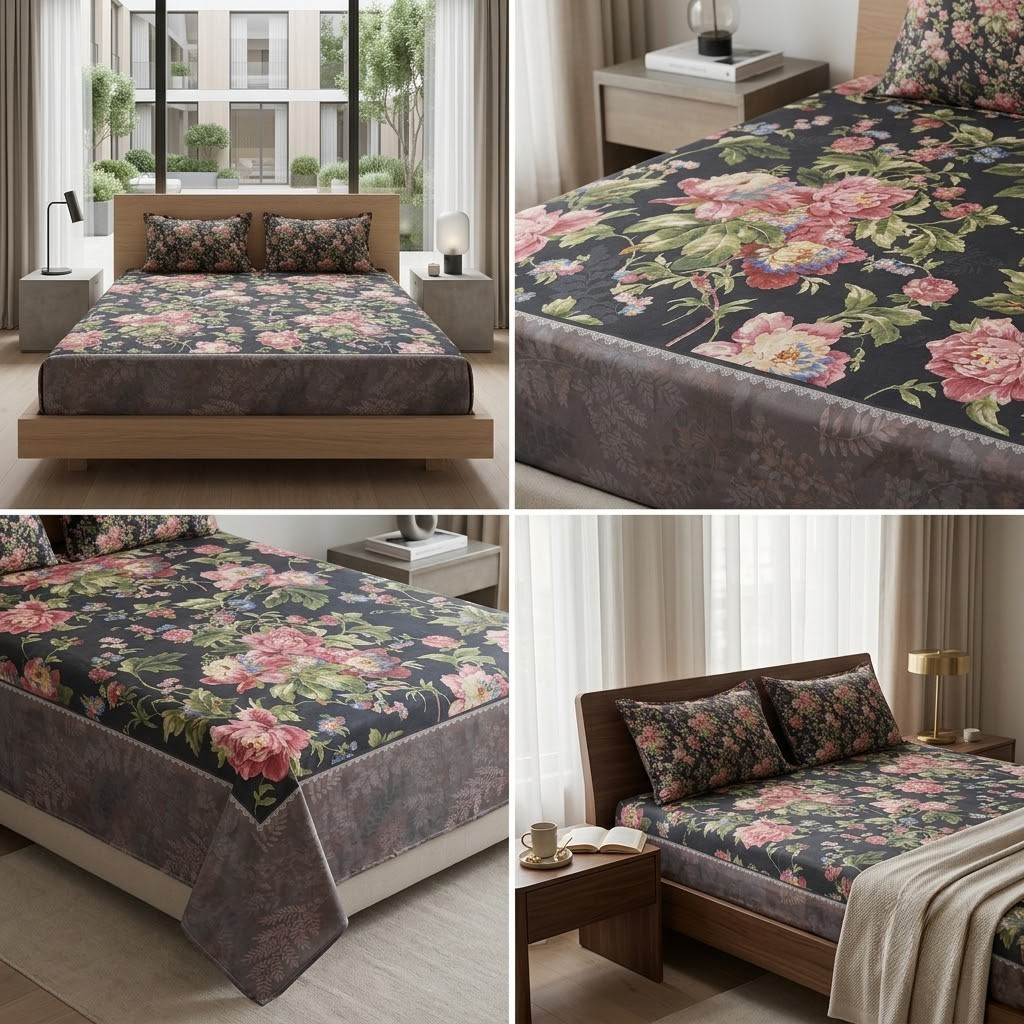 Designer Prints King Size Bedsheet | Micro Soft Cotton Size 108 By 108 Inch | Product Code :- 55B75RKEH