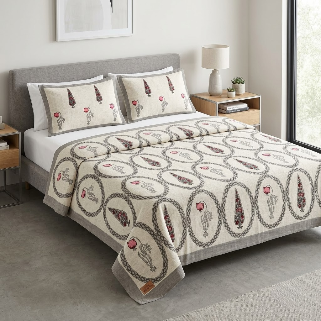 Zariya Heritage Khadi Bedcover – 100 × 108 Inches