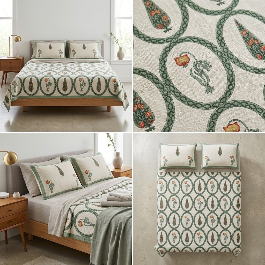 Zariya Heritage Khadi Bedcover – 100 × 108 Inches