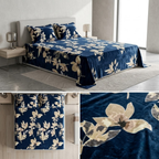 Mist Luxe Winter Bedsheet Set – 3 Pcs | Ultra-Soft Plush Printed Bedsheet with 2 Pillow Covers