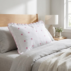 Luxury Embroidered Frill Pillow Cover Pair – Premium Floral Collection