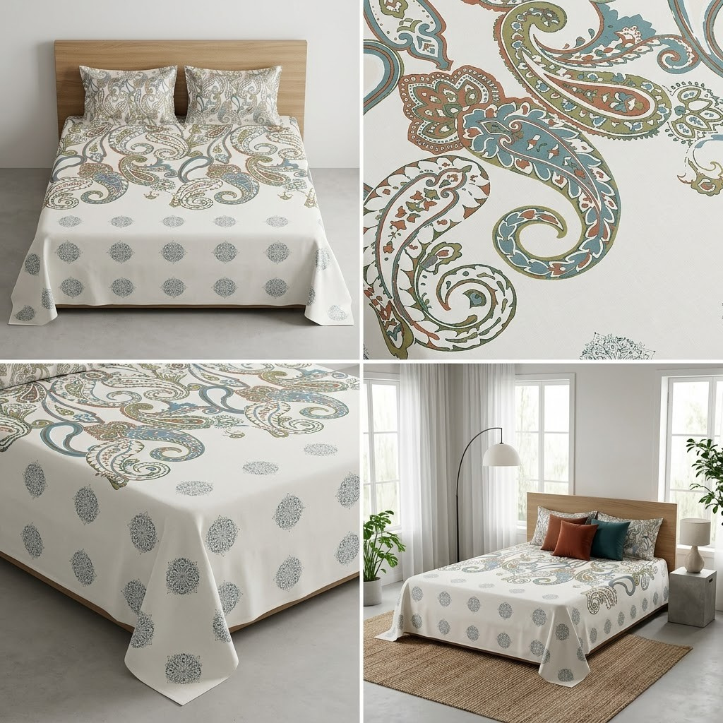 Designer Prints King Size Bedsheet | Micro Soft Cotton Size 108 By 108 Inch | Product Code :- 55B75RKEH