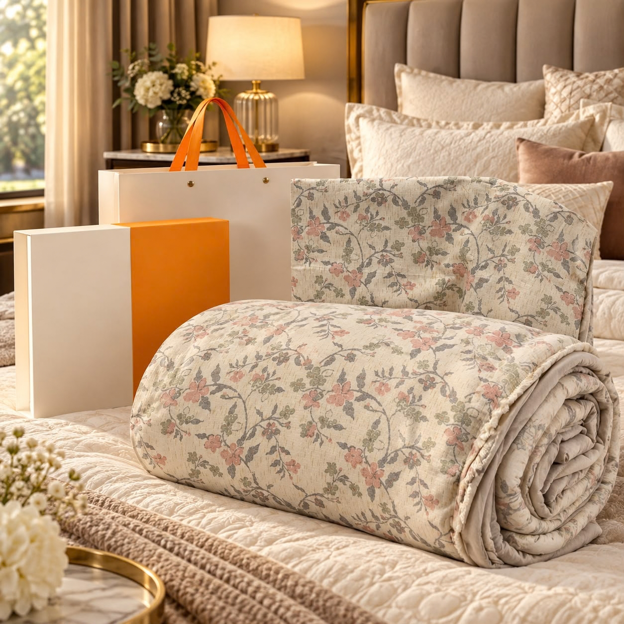 Luxury Floral Bedding Gift Box – 4 Piece Premium Bedsheet & Duvet Cover Set