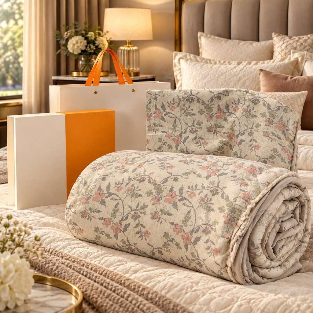 Luxury Floral Bedding Gift Box – 4 Piece Premium Bedsheet & Duvet Cover Set