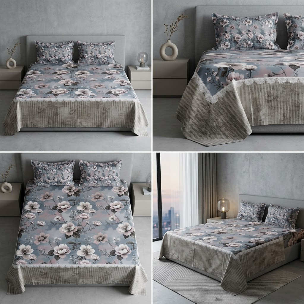 Designer Prints King Size Bedsheet | Micro Soft Cotton Size 108 By 108 Inch | Product Code :- 55B75RKEH