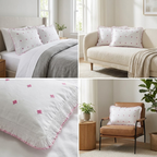 Luxury Embroidered Frill Pillow Cover Pair – Premium Floral Collection