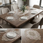 🌸 Premium Turkish Lace Table Mats Set | 3-Piece Luxury Dining Collection