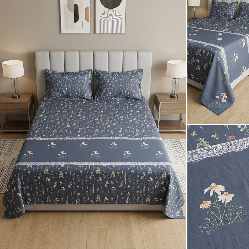 Designer Prints King Size Bedsheet | Micro Soft Cotton Size 108 By 108 Inch | Product Code :- 55B75RKEH