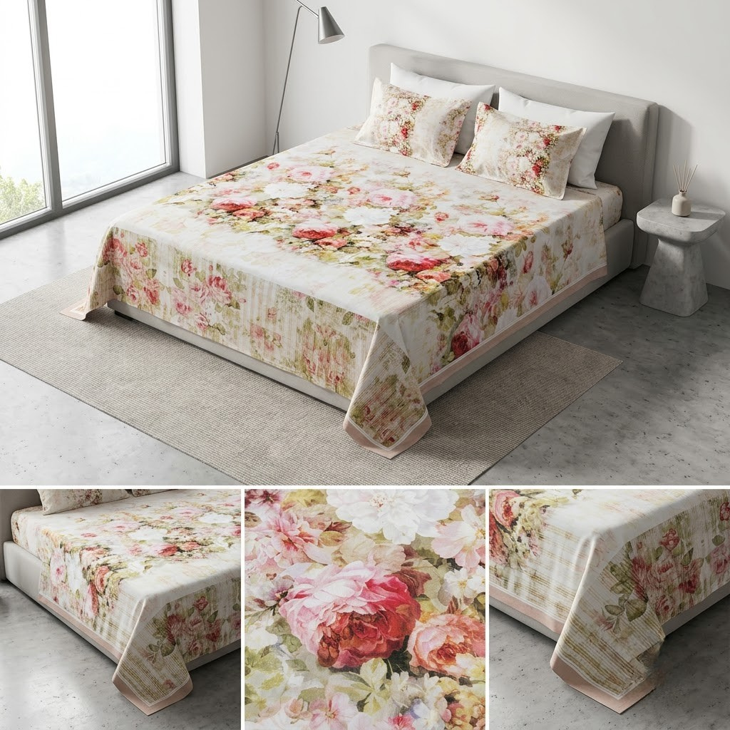Designer Prints King Size Bedsheet | Micro Soft Cotton Size 108 By 108 Inch | Product Code :- 55B75RKEH
