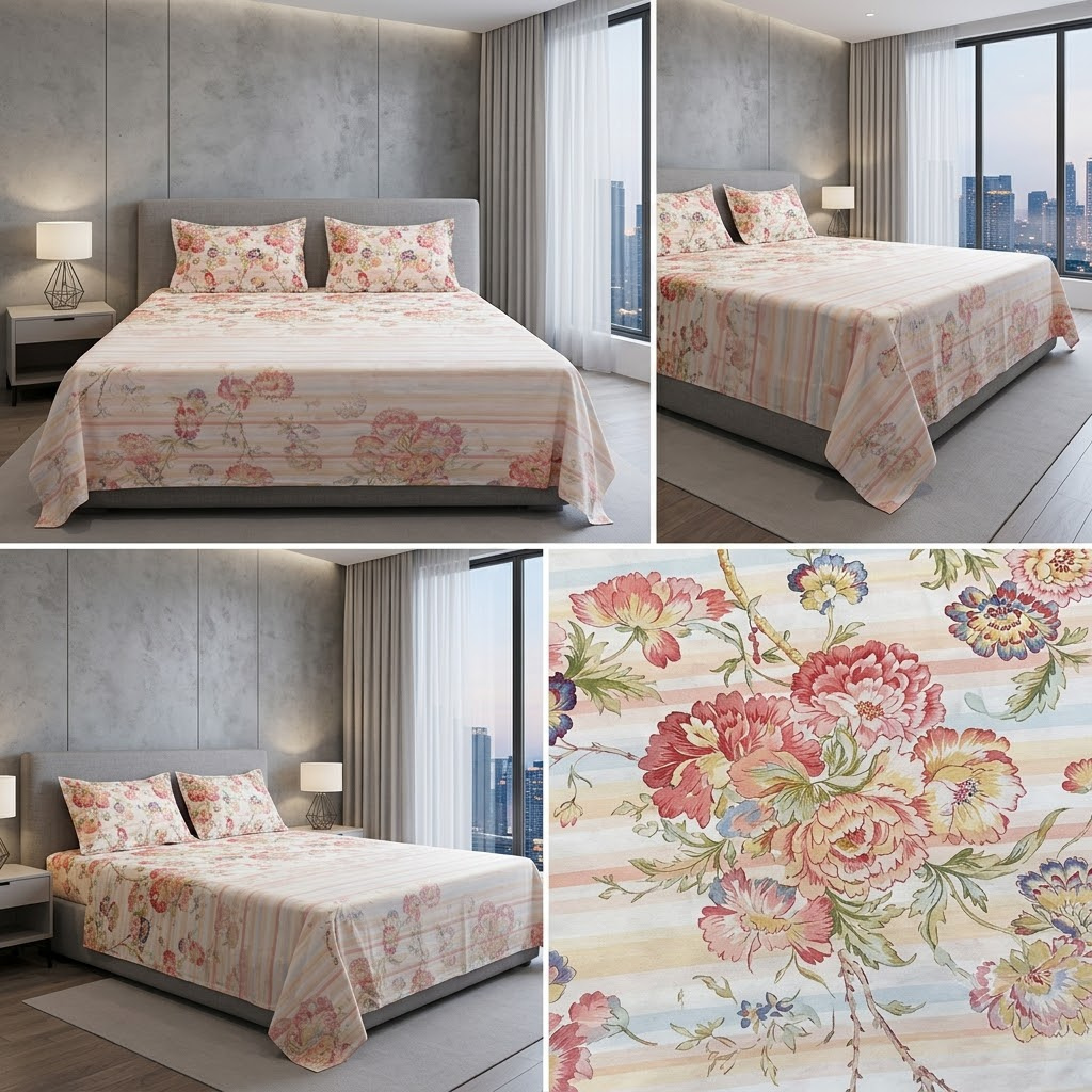 Designer Prints King Size Bedsheet | Micro Soft Cotton Size 108 By 108 Inch | Product Code :- 55B75RKEH