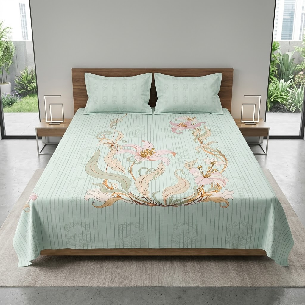Designer Prints King Size Bedsheet | Micro Soft Cotton Size 108 By 108 Inch | Product Code :- 55B75RKEH