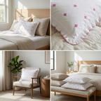 Luxury Embroidered Frill Pillow Cover Pair – Premium Floral Collection