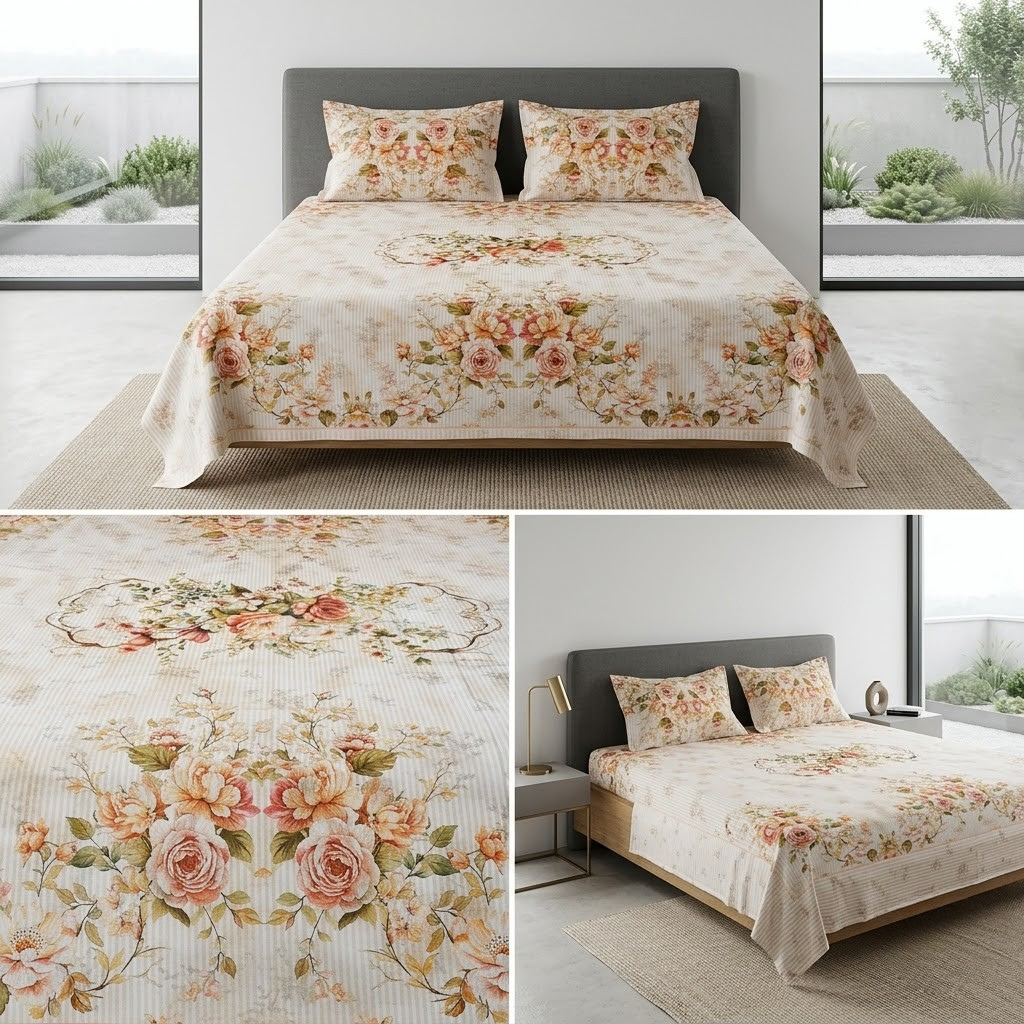 Designer Prints King Size Bedsheet | Micro Soft Cotton Size 108 By 108 Inch | Product Code :- 55B75RKEH