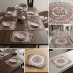 🌸 Premium Turkish Lace Table Mats Set | 3-Piece Luxury Dining Collection