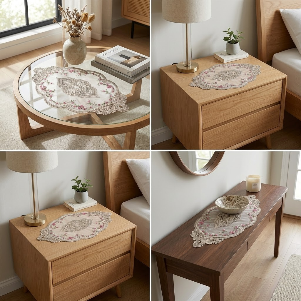 🌸 Premium Turkish Lace Table Mats Set | 3-Piece Luxury Dining Collection