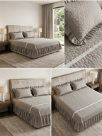 Serene Ruffle Luxe Quilted Bedcover Set – 3 Pcs King Size