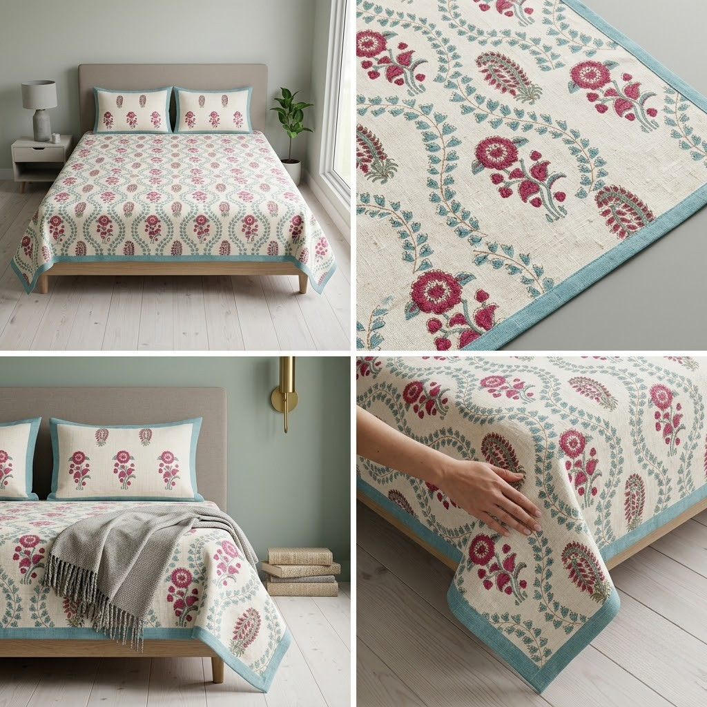 Zariya Heritage Khadi Bedcover – 100 × 108 Inches