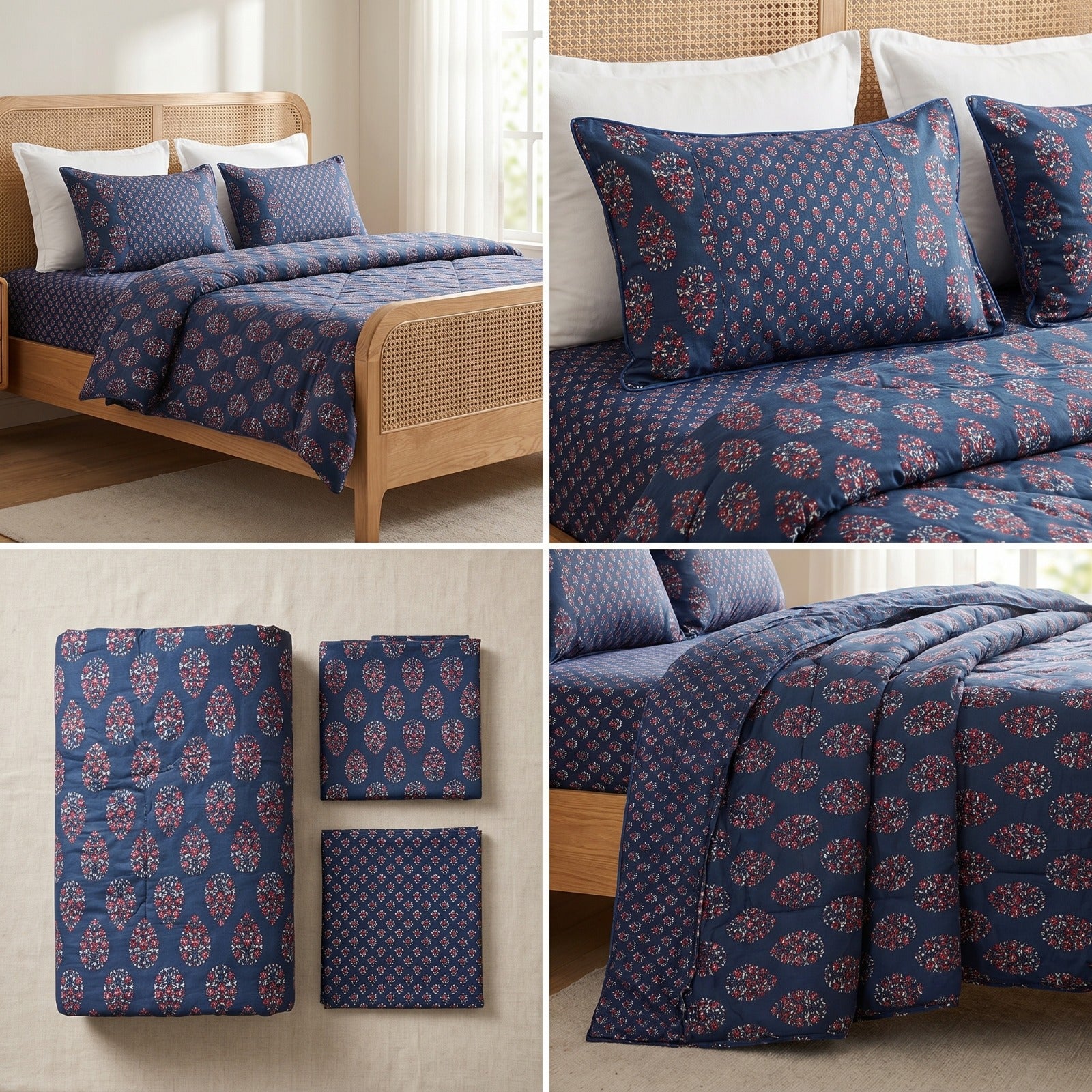 Premium 4 PC Mulmul AC Quilt Set – Organic Cotton Summer Collection