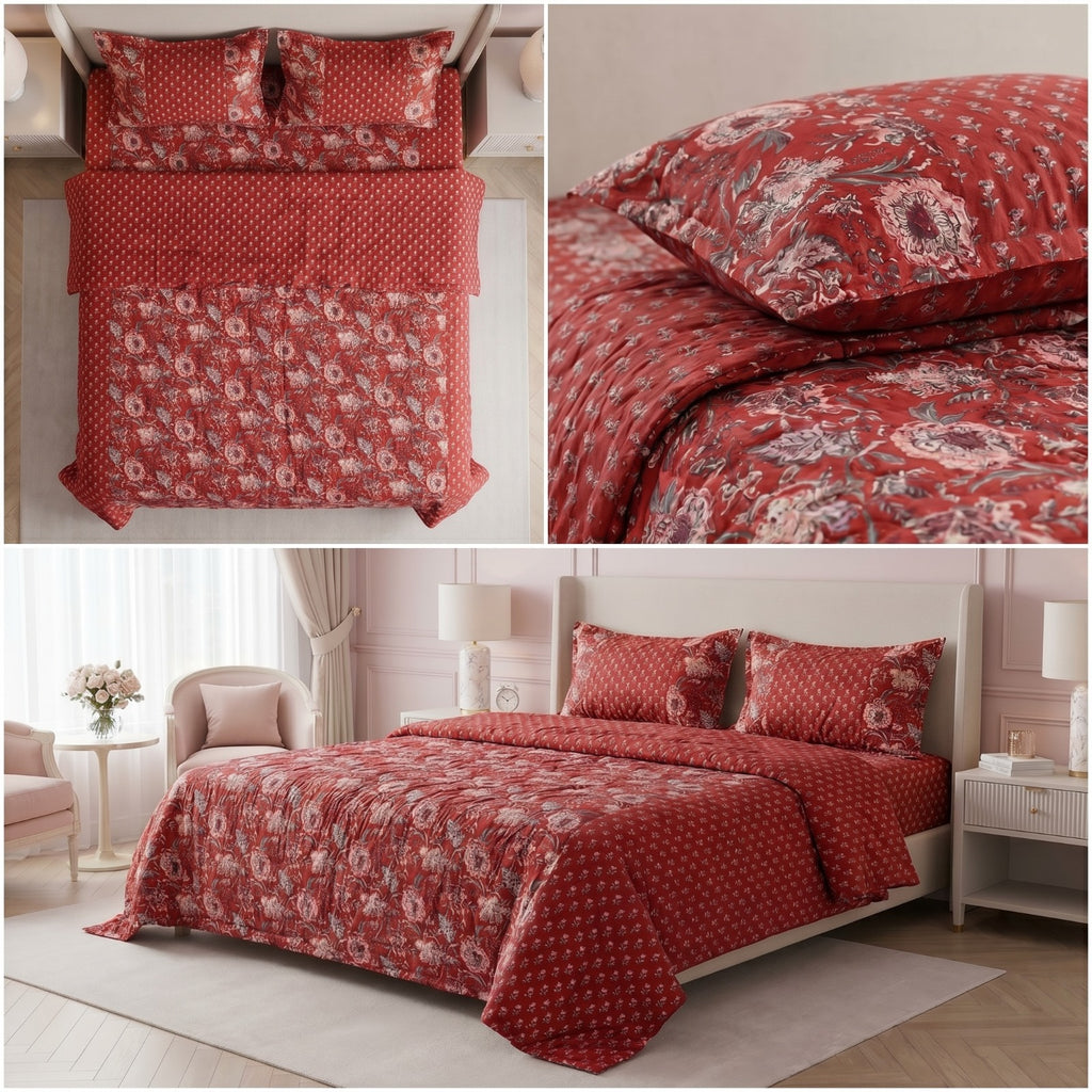 Premium 4 PC Mulmul AC Quilt Set – Organic Cotton Summer Collection