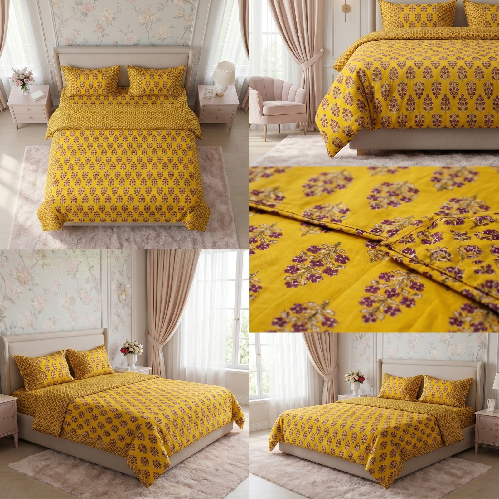 Premium 4 PC Mulmul AC Quilt Set – Organic Cotton Summer Collection