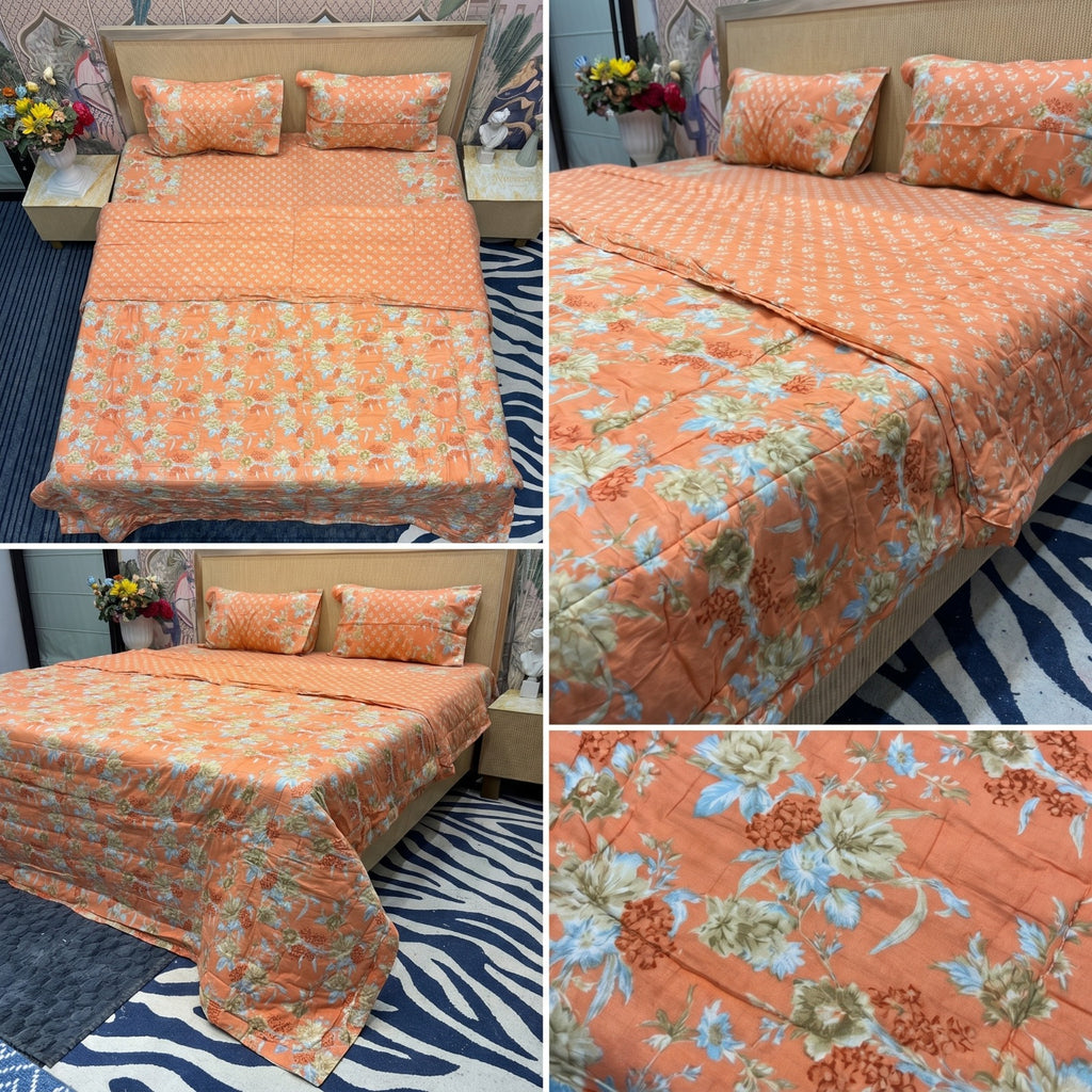 Premium 4 PC Mulmul AC Quilt Set – Organic Cotton Summer Collection