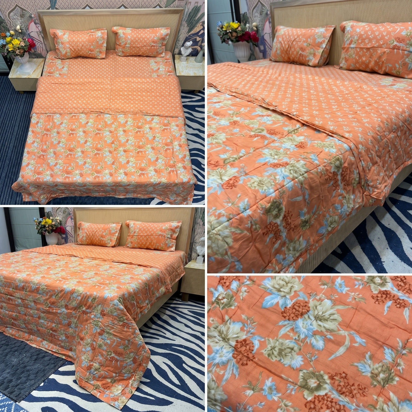Premium 4 PC Mulmul AC Quilt Set – Organic Cotton Summer Collection