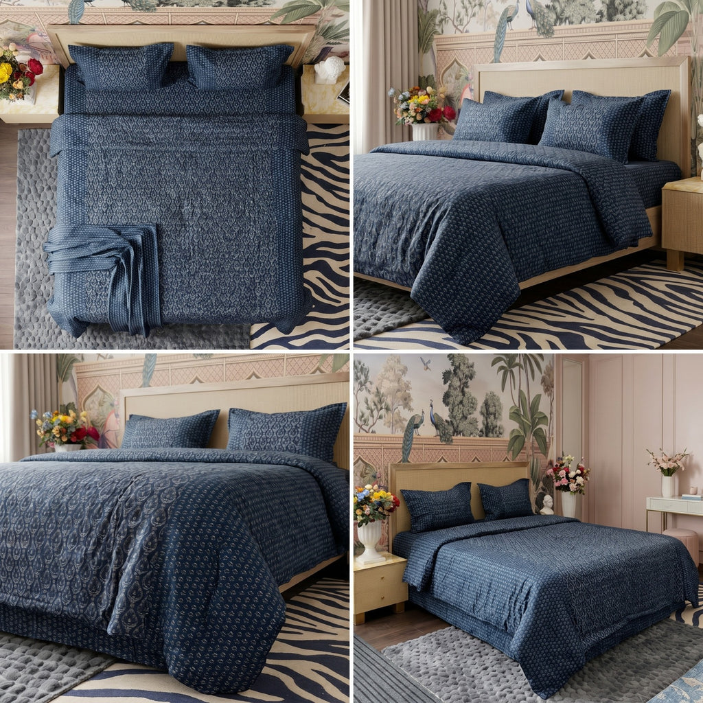 Premium 4 PC Mulmul AC Quilt Set – Organic Cotton Summer Collection