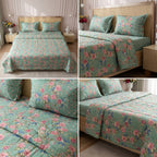 Premium 4 PC Mulmul AC Quilt Set – Organic Cotton Summer Collection