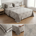 Victorian Print Premium Slub Cotton King Size Bedsheet