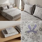 Victorian Print Premium Slub Cotton King Size Bedsheet